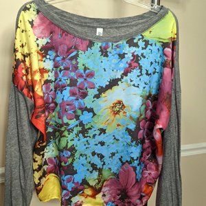 Aeropostale Gray Floral Long Sleeve Tee Size XL